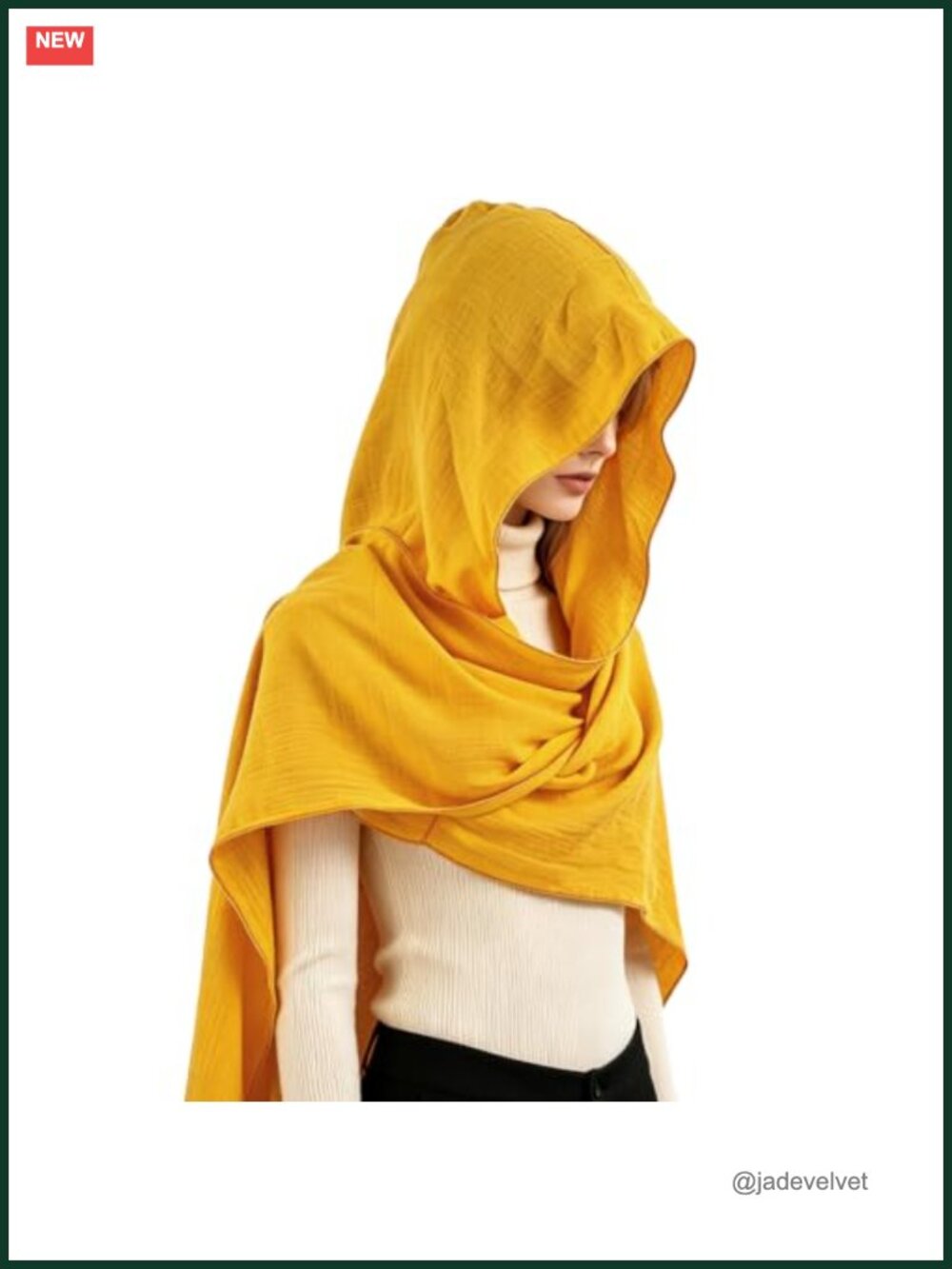 Hooded Scarf Cape Shawl 3-in-1 Cotton-Linen Blend Unisex One Size